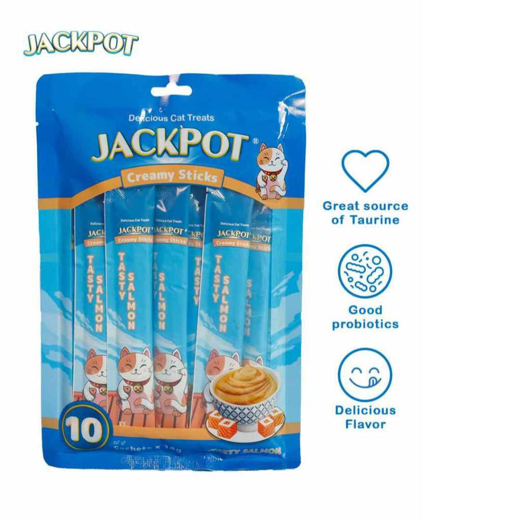 Jackpot Creamy Sticks for Cats - Chicken, Shrimp, Tuna and Salmon - chicken 14gx10pcs image