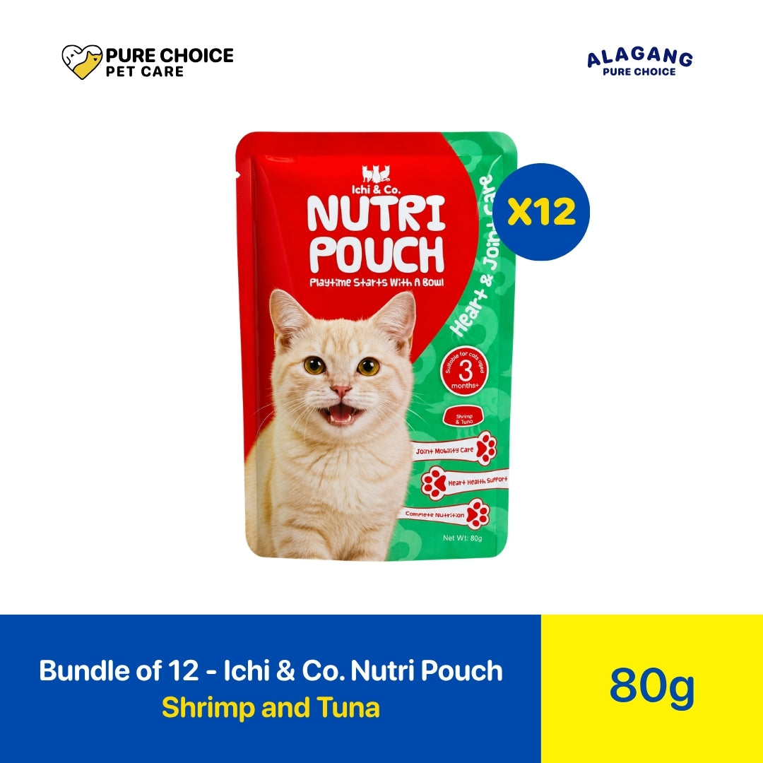 Pure Choice - Bundle of 12 Ichi & Co. Nutri Pouch Cat Wet Food Shrimp and Tuna Flavor 80g