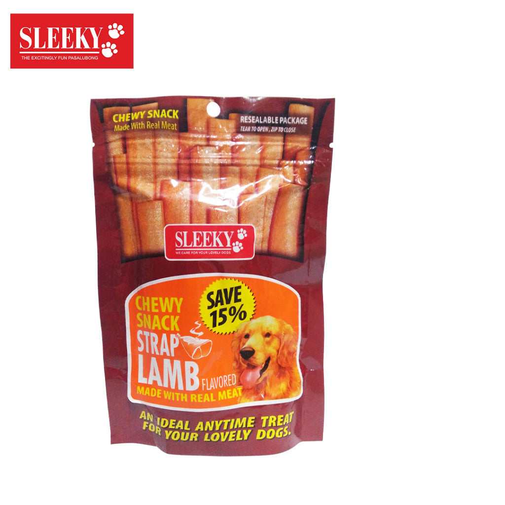 Sleeky Chewy Snack/Strap 175g Dog Treats - lamb strap image