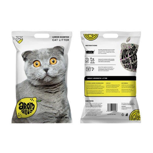 Aromatic Cat Litters 10L/8kg: Apple, Lemon, Coffee and Lavander Scents - Lemon image