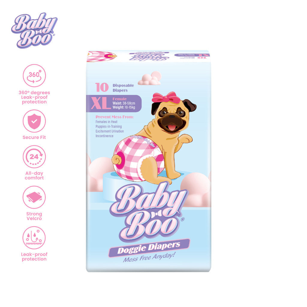 Baby Boo Pet Diaper for Female Girl Dog in XS S M L Sizes - XL (10 pcs) image