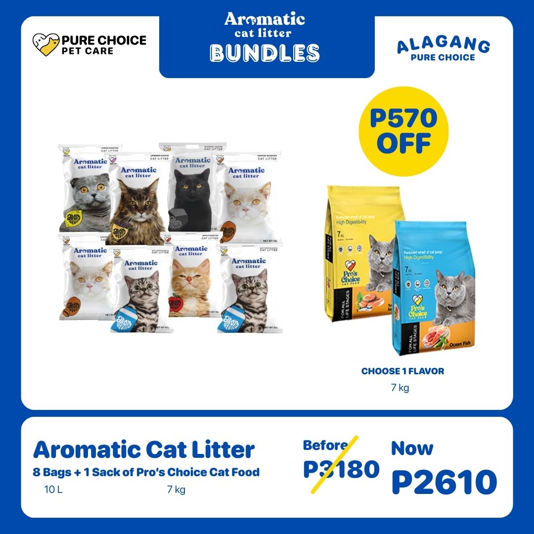 Bundle: 8 Bags of Aromatic Cat Litter + 1 Sack of 7Kg Pro's Choice Cat Food