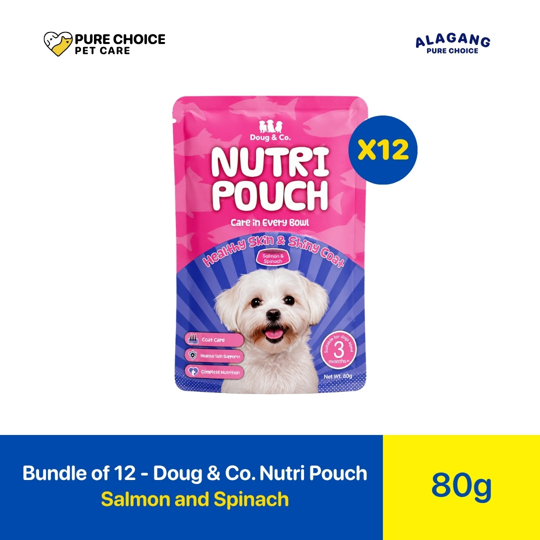 Pure Choice - Bundle of 12 Doug & Co. Nutri Pouch Dog Wet Food Salmon and Spinach Flavor 80g