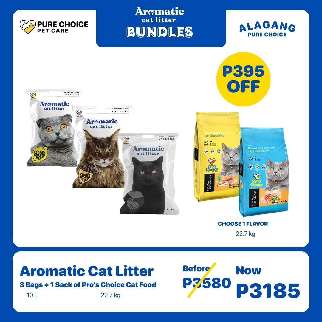 Bundle: 3 Bags of Aromatic Cat Litter + 1 Sack of 22.7Kg Pro's Choice Cat Food