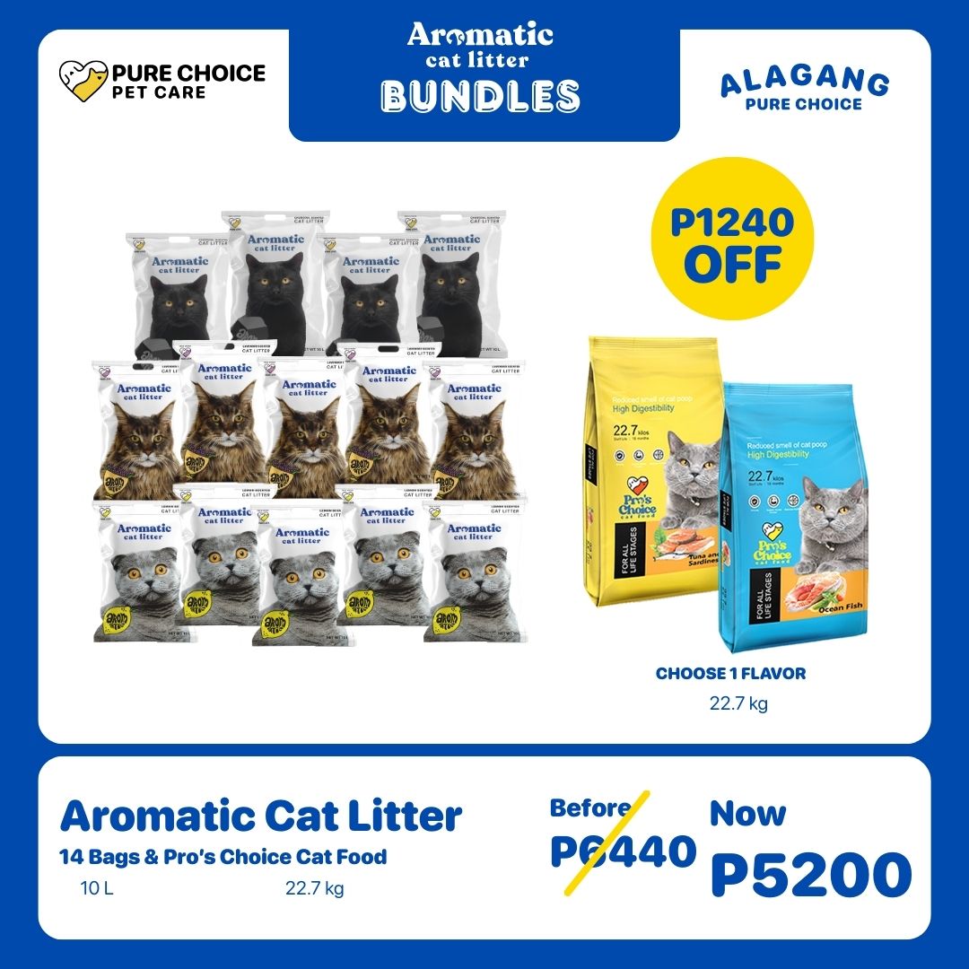Bundle: 14 Bags of Aromatic Cat Litter + 1 Sack of 22.7Kg Pro's Choice Cat Food