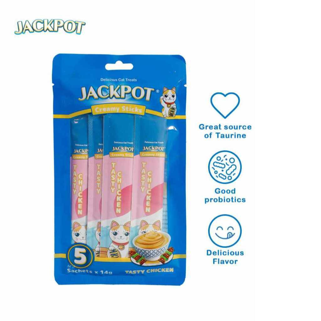 Jackpot Creamy Sticks for Cats - Chicken, Shrimp, Tuna and Salmon - shrimp 14gx5pcs image