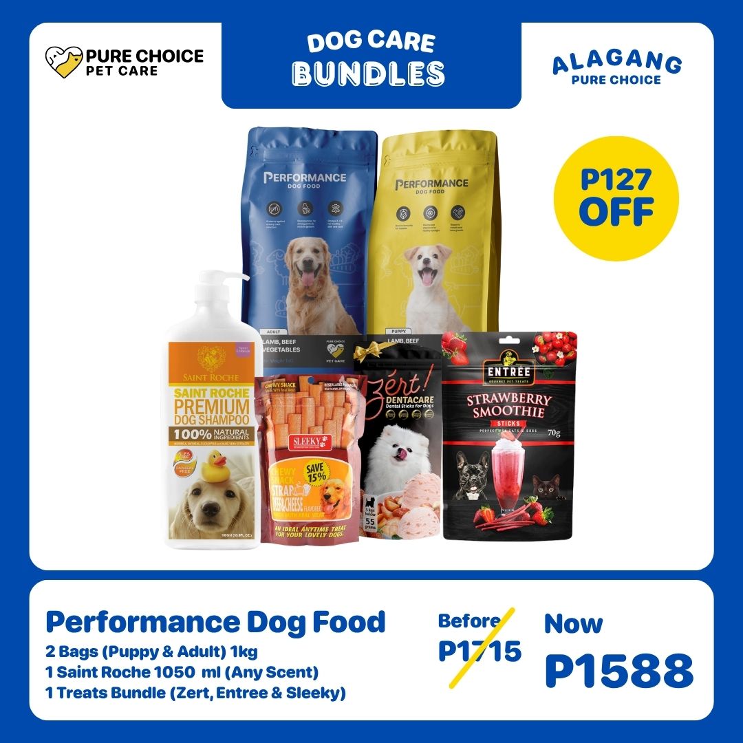 Performance Dog Food 2bags (1kg) + Saint Roche Shampoo 1050ml + Bundle Treats (Zert, Entree & Sleeky