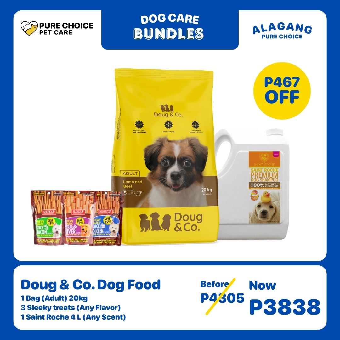 Doug & Co. Dog Food Lamb & Beef 20kg (Adult) + 3 Pcs Sleeky Treats + Saint Roche Shampoo 4L