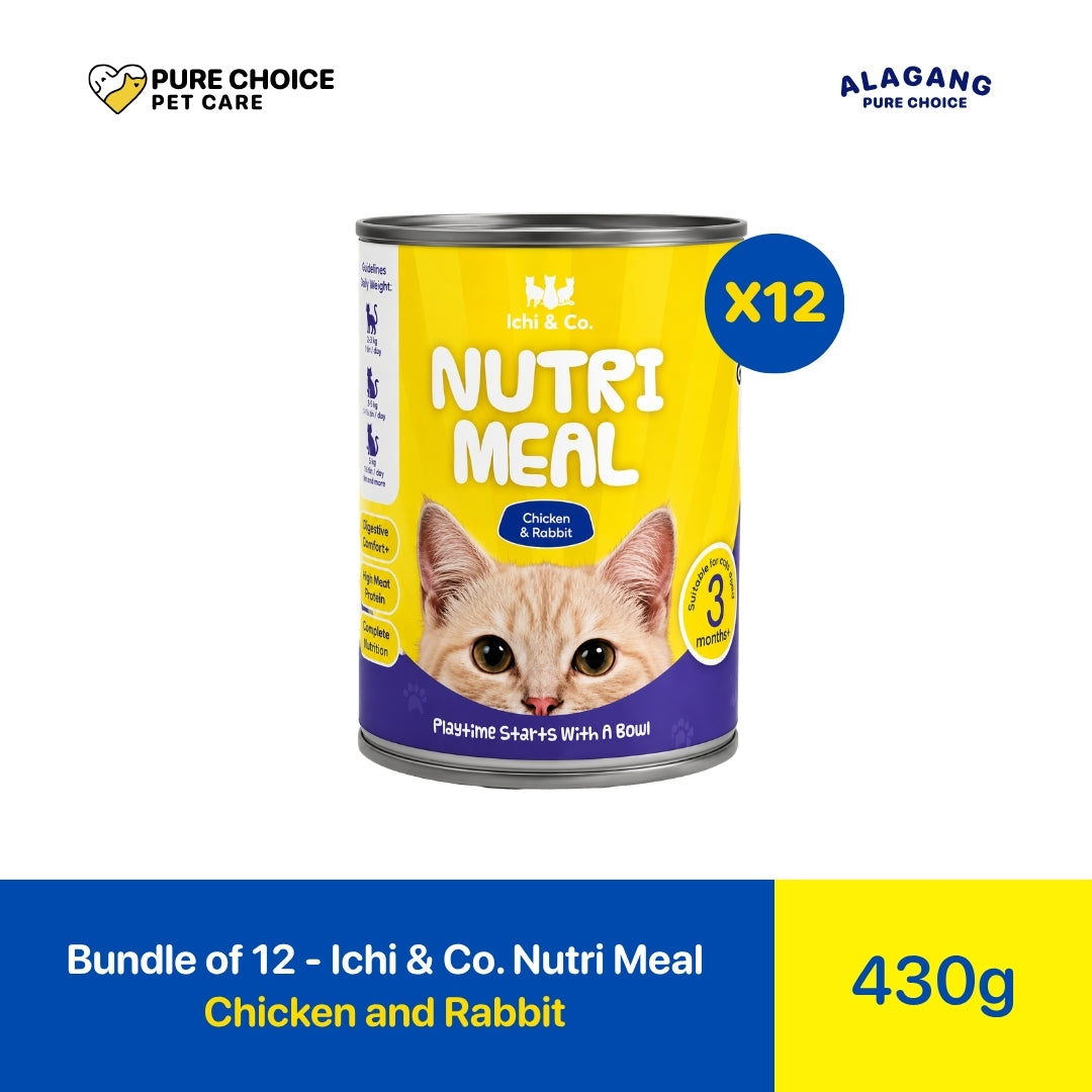 Pure Choice - Bundle of 12 Cans Ichi & Co. Nutri Meal Cat Wet Food Chicken and Rabbit Flavor 430g