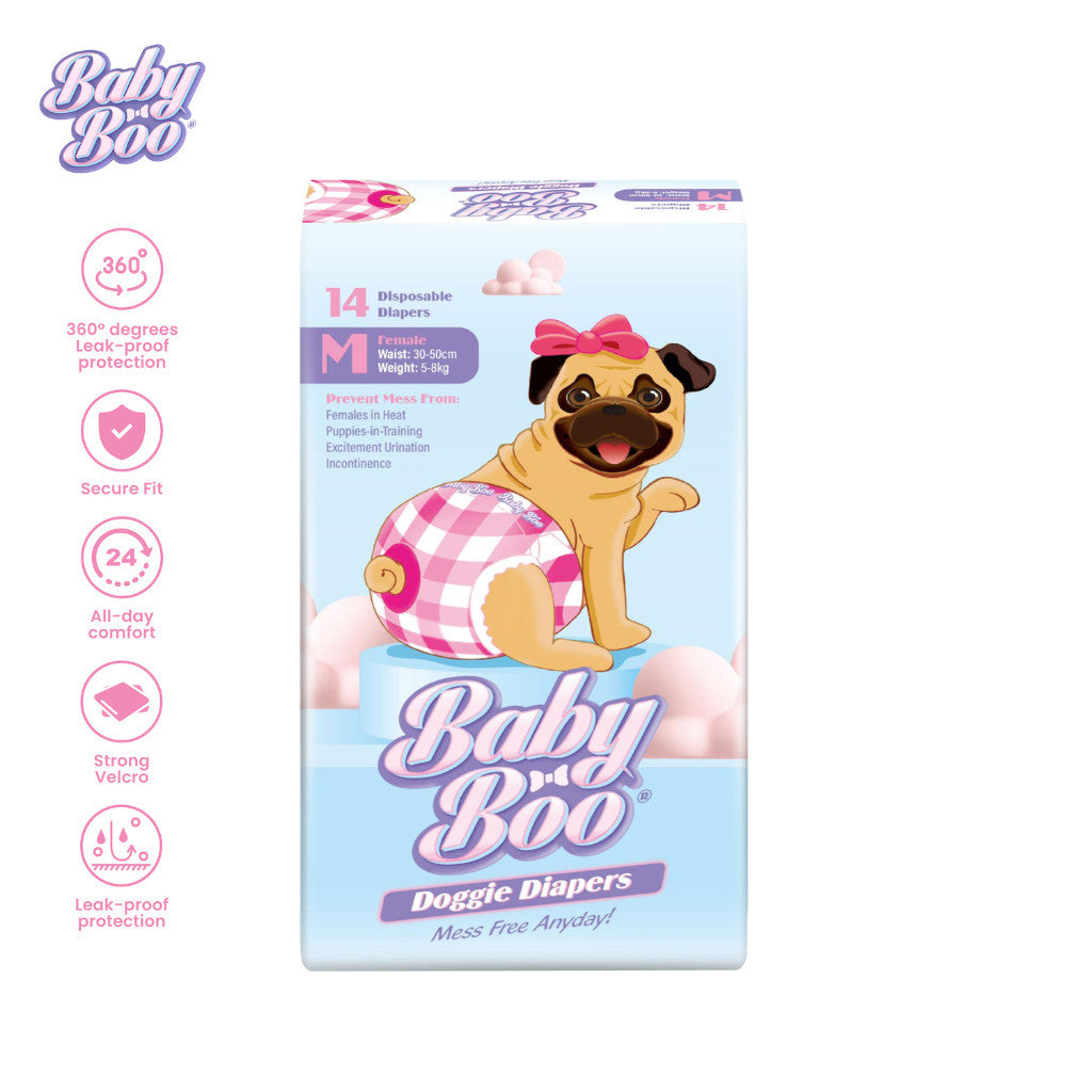Baby Boo Pet Diaper for Female Girl Dog in XS S M L Sizes - Medium (14 pcs) image