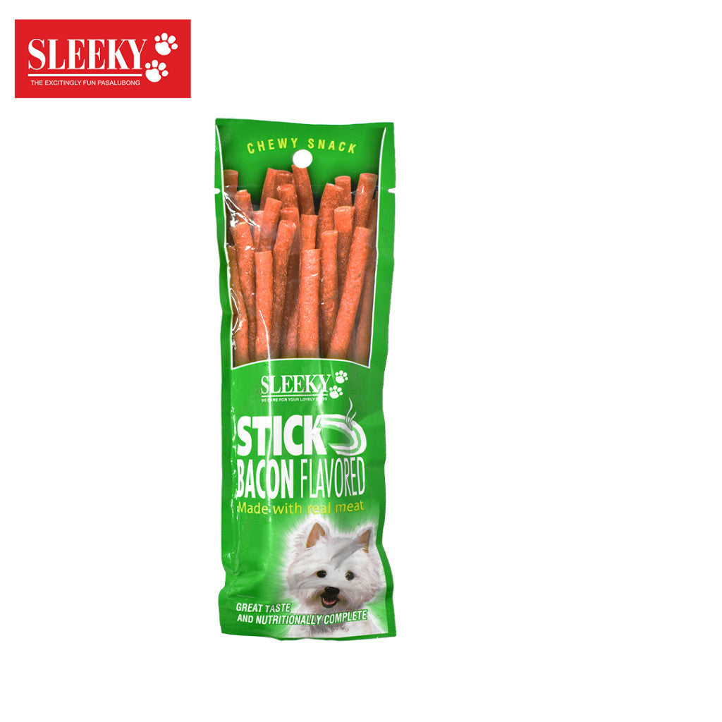 Sleeky Chewy Snack/Strap 175g Dog Treats - bacon stick image