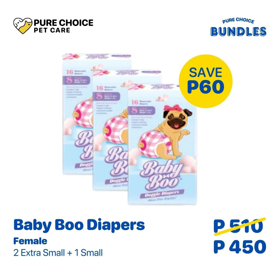 Bundle: Baby Boo Pet Diaper for Female Girl Dog in 2 Extra Small + 1 Small image 0