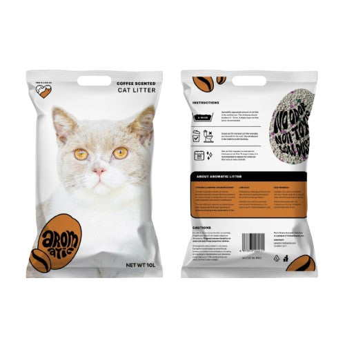 Aromatic Cat Litters 10L/8kg: Apple, Lemon, Coffee and Lavander Scents - Coffee image