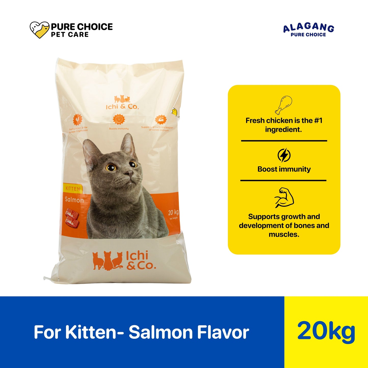 Pure Choice Ichi & Co. Dry Cat Food Kitten Salmon 20kg/1kg - dry cat food Philippines