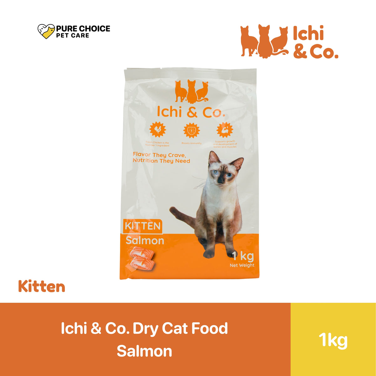 Ichi & Co. Dry Cat Food Adult / Kitten Salmon 1kg