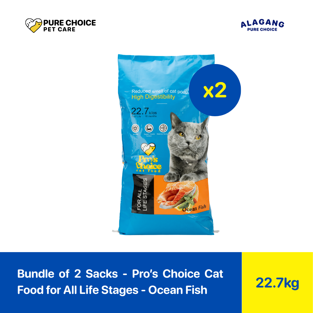 Bundle of 2 Sacks - Pro's Choice Dry Cat Food All Life Stages 22.7Kg - Ocean Fish