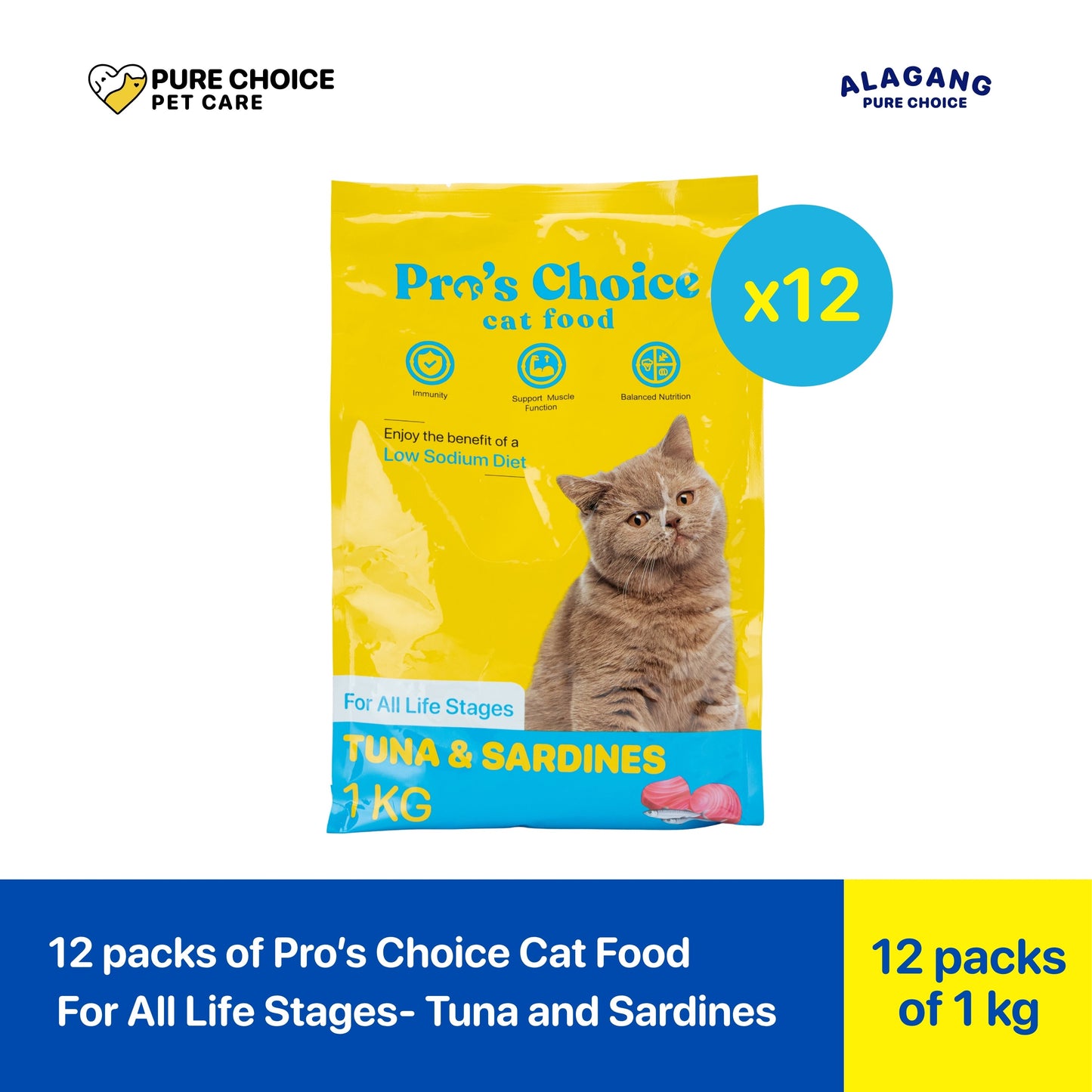 Pure Choice Pro's Choice Dry Cat Food All Life Stages Tuna & Sardines (1kg x 12pcs)