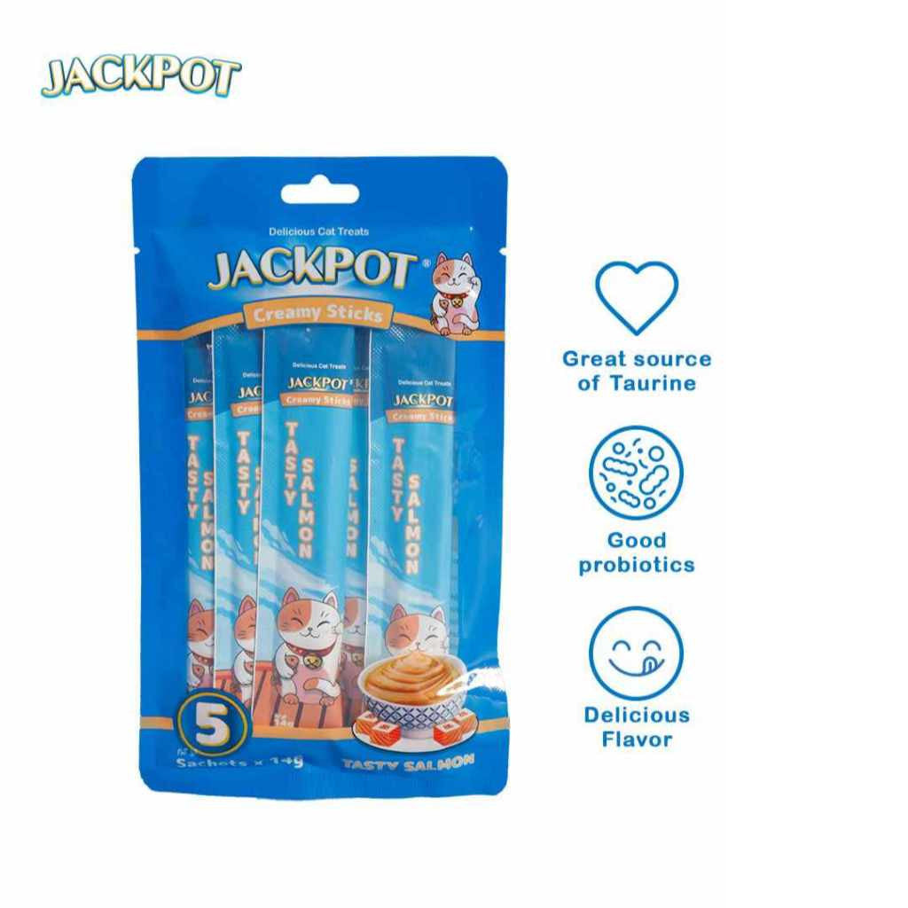 Jackpot Creamy Sticks for Cats - Chicken, Shrimp, Tuna and Salmon - salmon 14gx5pcs image