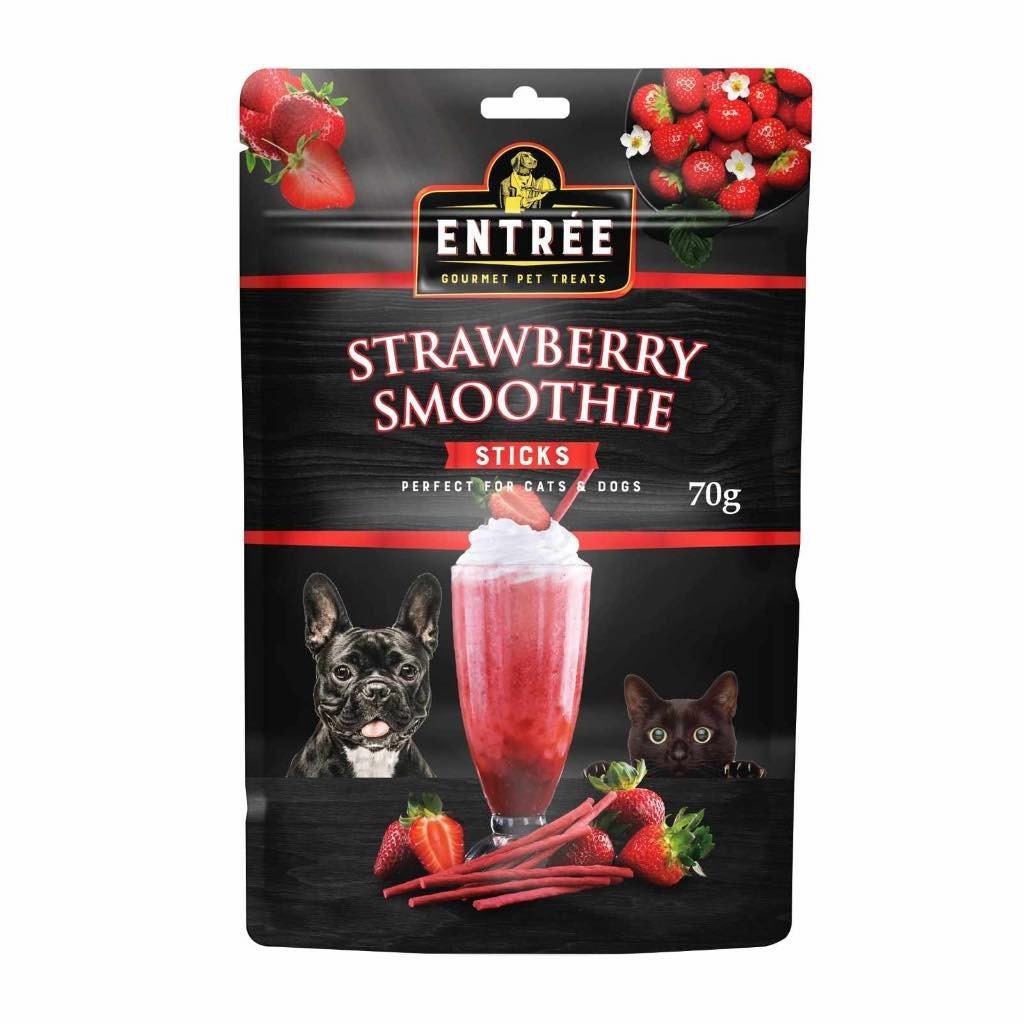 Entree Smoothie Sticks for Dogs and Cats 70g Strawberry Banana mixed Berries Watermelon Melon - Strawberry Smoothie image