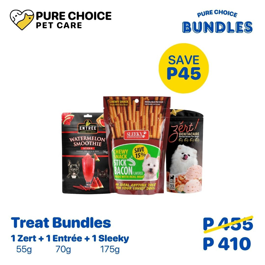Treats Bundle 1 Zert Blueberry Cheesecake + 1 Entree Mixed Berries Smoothie + 1 Sleeky Chewy Chicken Strap image 0