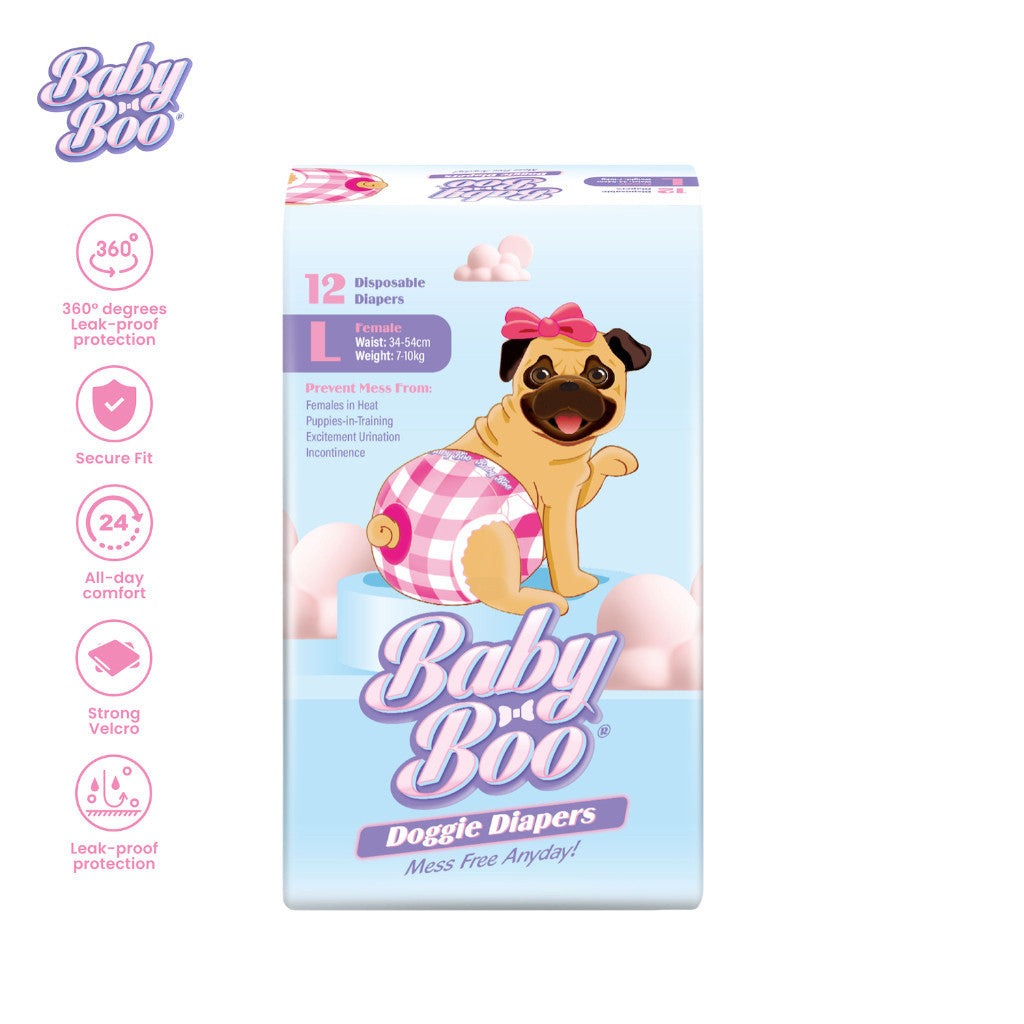 Baby Boo Pet Diaper for Female Girl Dog in XS S M L Sizes - Large (12 pcs) image