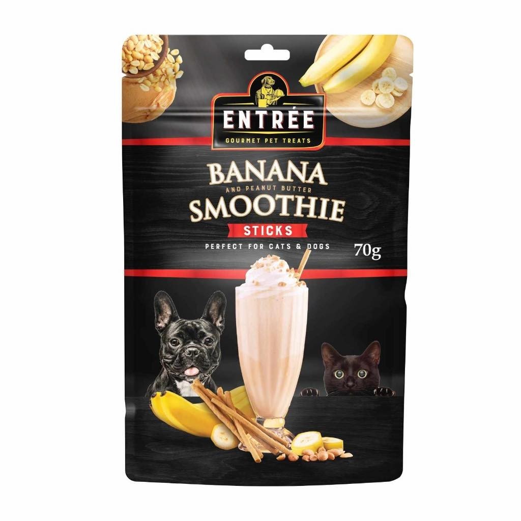 Entree Smoothie Sticks for Dogs and Cats 70g Strawberry Banana mixed Berries Watermelon Melon - Banana and PeanutBut image
