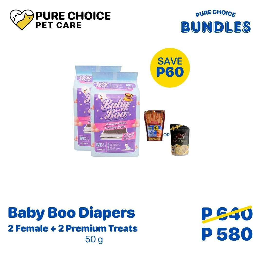 Bundle: 2x Baby Boo Pet Diaper for Female Girl Dog in XL + 2 Premium Treats image 0