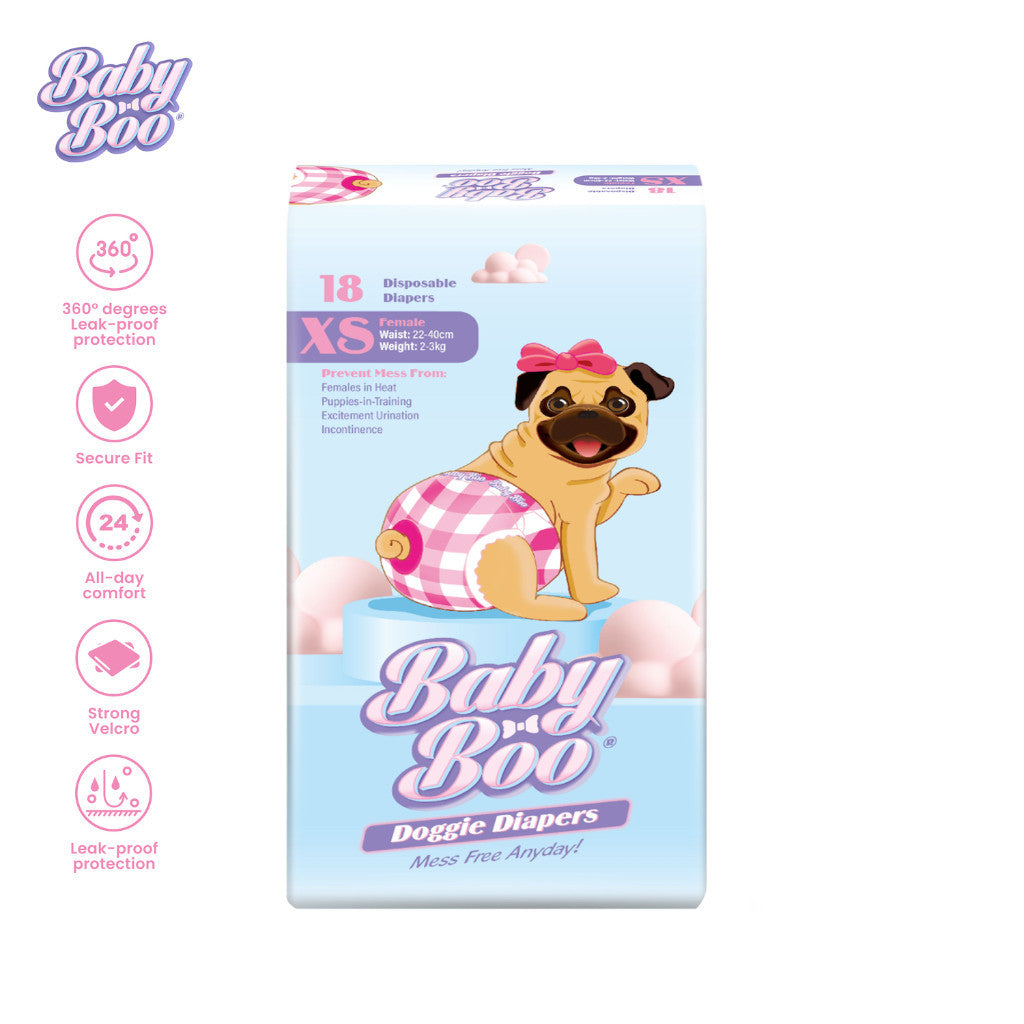 Baby Boo Pet Diaper for Female Girl Dog in XS S M L Sizes - XS (18 pcs) image