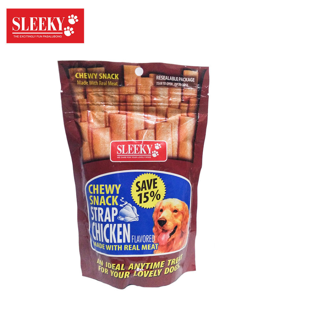 Sleeky Chewy Snack/Strap 175g Dog Treats - chicken strap image