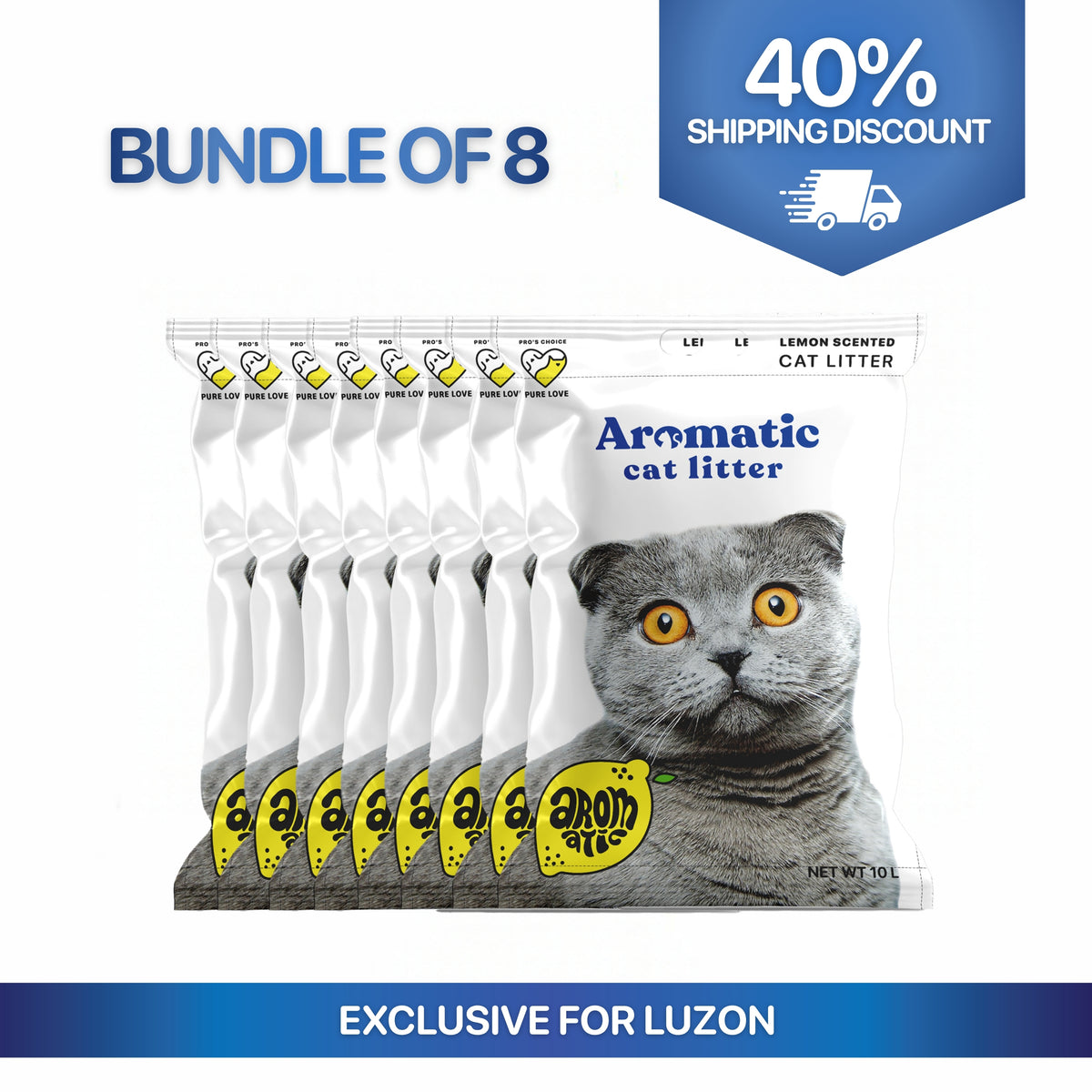 Natural Bentonite Cat Litter 10L/8kg - Bundles of 8