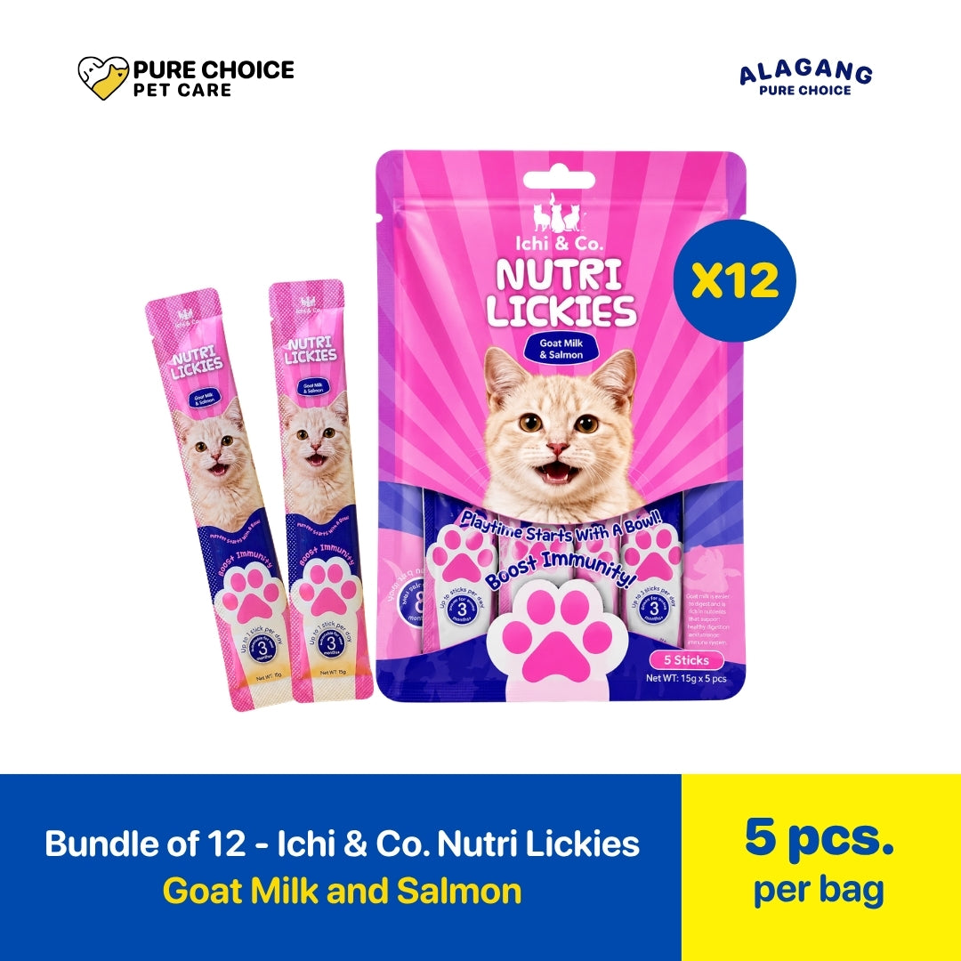 Pure Choice - Bundle of 12 Packs Ichi & Co. Nutri Lickies Goat Milk and Salmon Flavor 75g
