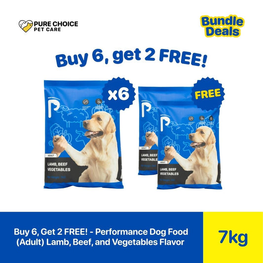Pure Choice - Buy 6, Get 2 Free Performance Dog Food for Adult 7Kg Lamb, Beef and Vegetables