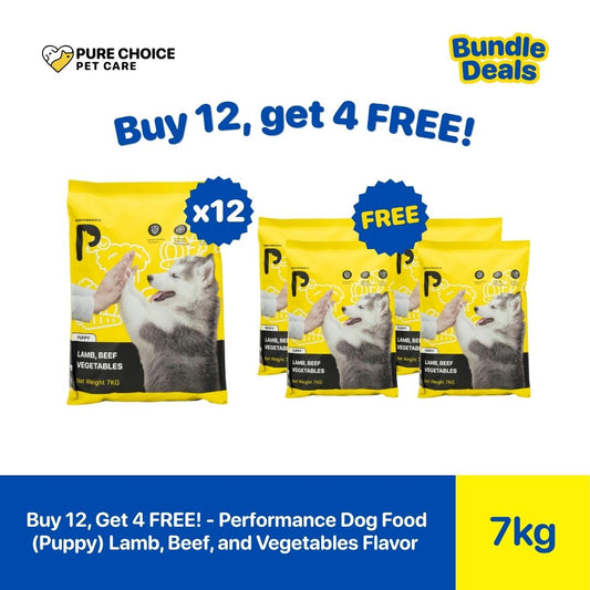 Pure Choice - Buy 12, Get 4 Free Performance Dog Food for Puppy 7Kg Lamb, Beef and Vegetables