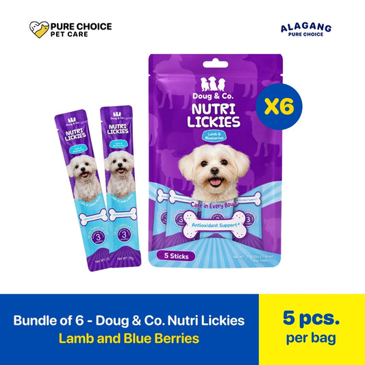 Pure Choice - Bundle of 6 Packs Doug & Co. Nutri Lickies Lamb and Blueberries Flavor 75g