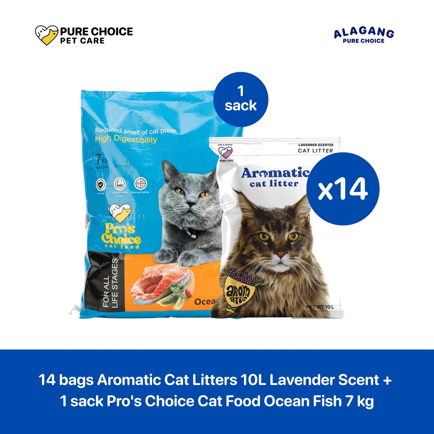 Aromatic Cat Litters 10L/8kg + Pro's Choice Cat Food Ocean Fish 7kg