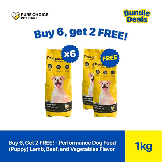 Pure Choice - Buy 6, Get 2 Free Performance Dog Food for Puppy Lamb, Beef and Vegetables 1Kg