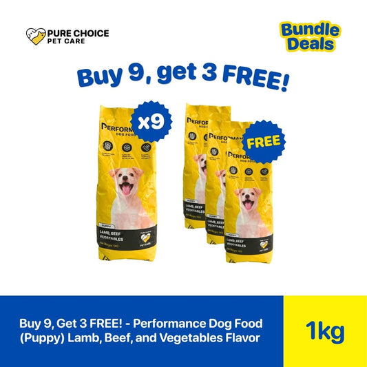 Pure Choice - Buy 9, Get 3 Free Performance Dog Food for Puppy Lamb, Beef and Vegetables 1Kg