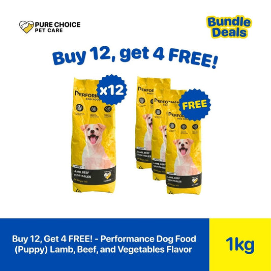 Pure Choice - Buy 12, Get 4 Free Performance Dog Food for Puppy Lamb, Beef and Vegetables 1Kg
