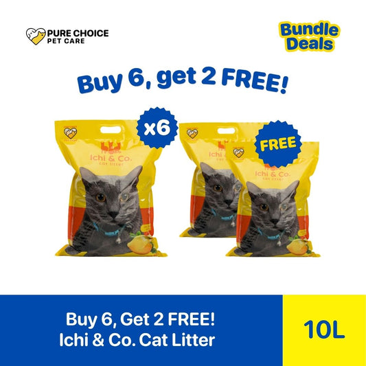 Pure Choice - Bundle of 6 Get 2 Free Ichi & Co. Cat Litter 10L/8kg