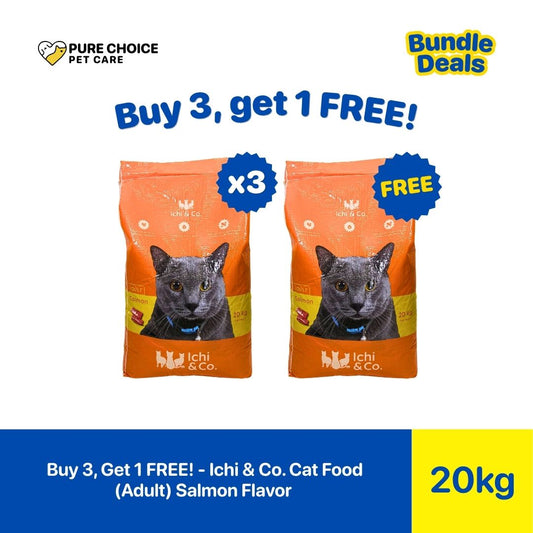 Pure Choice - Buy 3, Get 1 Free Ichi & Co. Dry Cat Food for Adult Salmon Flavor 20Kg