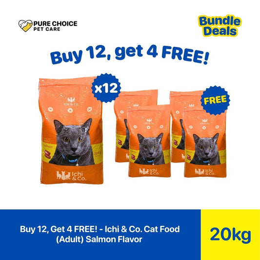 Pure Choice - Buy 12, Get 4 Free Ichi & Co. Dry Cat Food for Adult Salmon Flavor 20Kg
