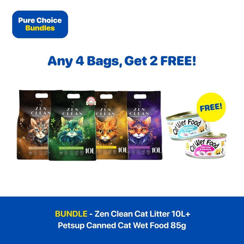 Bundle - Zen Clean Cat Litter 10L/8kg  + Petsup Canned Cat Wet Food 85g - pet products Philippines