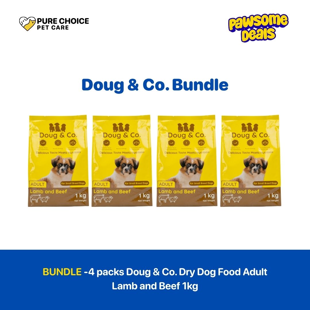 Pure Choice - Bundle 4 Packs Doug & Co. Dry Dog Food Adult Lamb and Beef 1kg