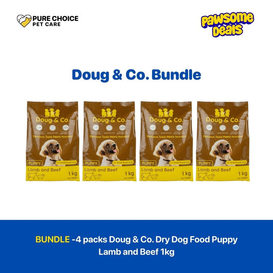 Pure Choice - Bundle 4 Packs Doug & Co. Dry Dog Food Puppy Lamb and Beef 1kg