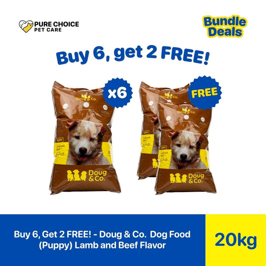Pure Choice - Buy 6, Get 2 Free Doug & Co. Dry Dog Food for Puppy Lamb and Beef Flavor 20Kg