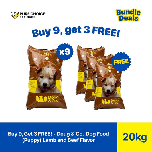 Pure Choice - Buy 9, Get 3 Free Doug & Co. Dry Dog Food for Puppy Lamb and Beef Flavor 20Kg