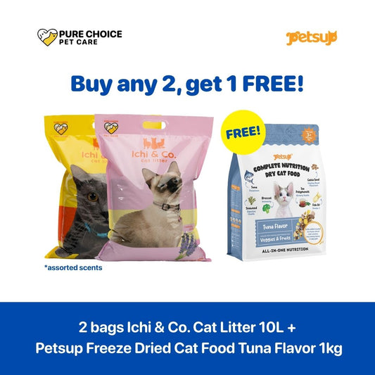 Ichi & Co Cat Litter 10L/8kg + Free Petsup Freeze Dried Cat Food Tuna Flavor 1kg