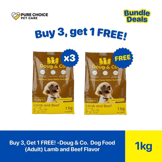 Pure Choice - Buy 3, Get 1 Free Doug & Co. Dog Dry Food for Puppy 1Kg Lamb and Beef