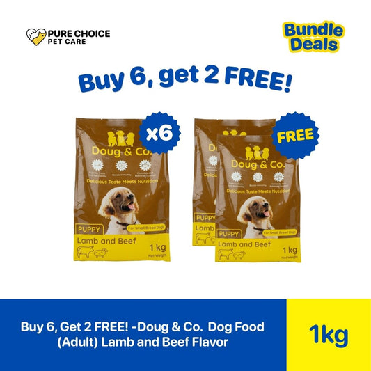 Pure Choice - Buy 6, Get 2 Free Doug & Co. Dry Dog Food for Puppy Lamb and Beef Flavor 1Kg