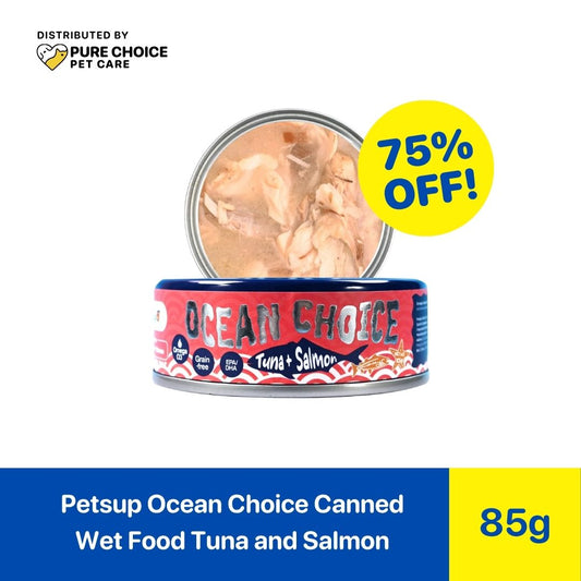 Dist. by Pure Choice - Petsup Ocean Choice Canned Wet Food Tuna and Salmon 85g